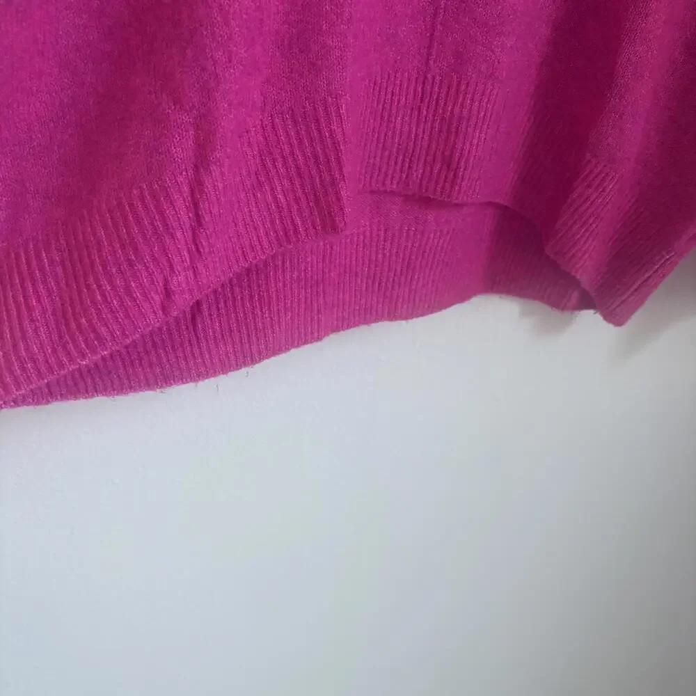 Vince‎ Camuto | Women’s Bright Pink Thin Fuzzy Crewneck Sweater Oversized Size L
